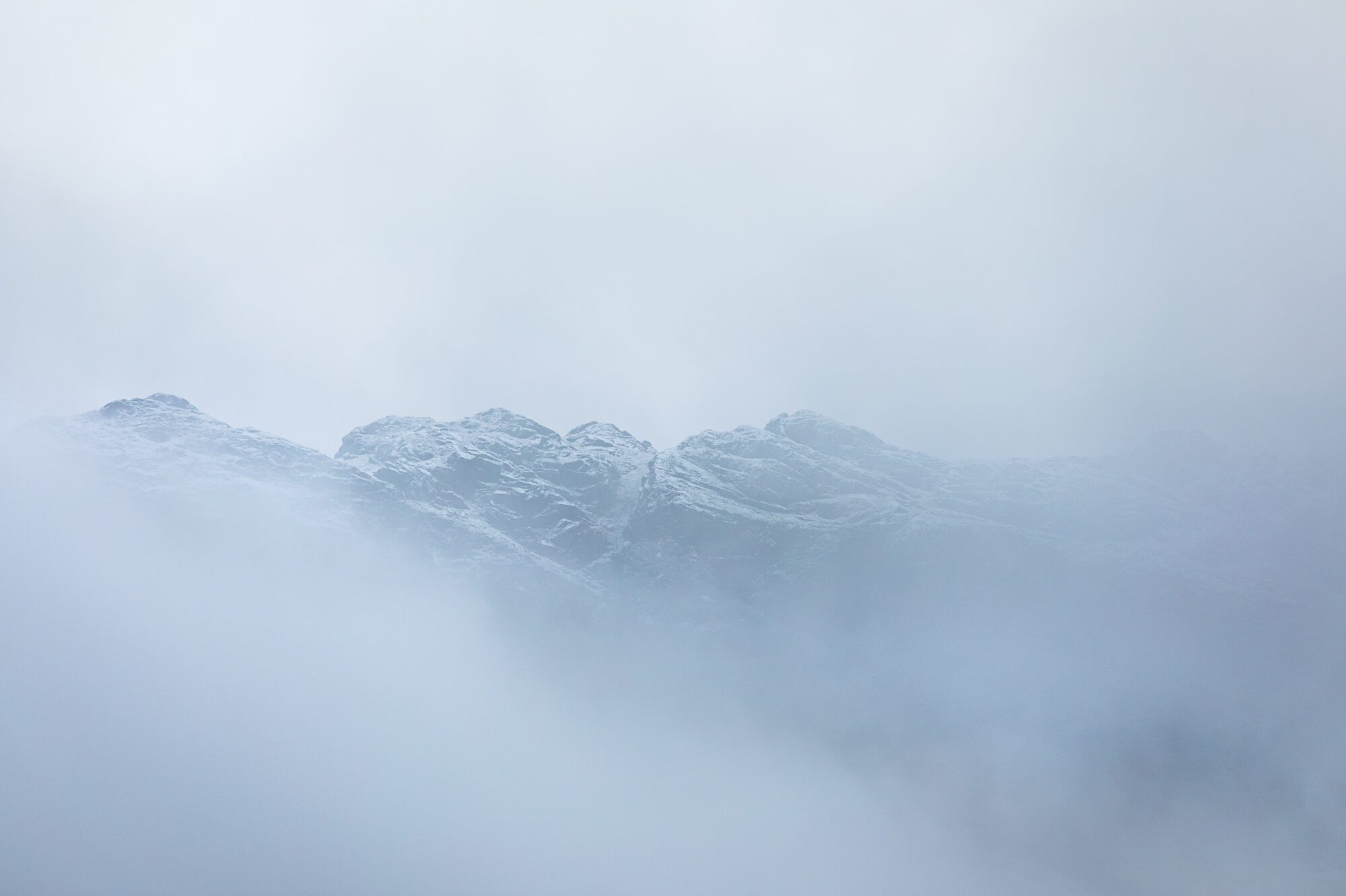 An abstract photo of Crinkle Crags during winter in the Lake District.