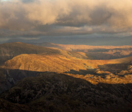 Winter sunset catching the mountains surrounding Pillar in the Lake District.